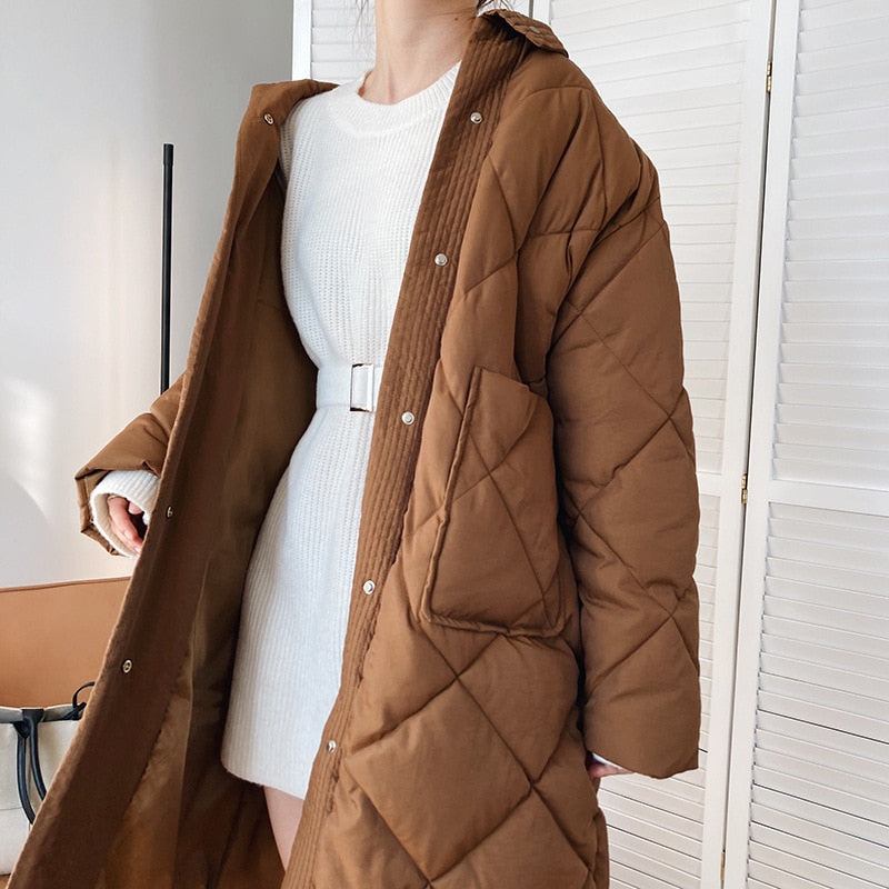 Winter Korean Style Long Cotton-padded Coat
