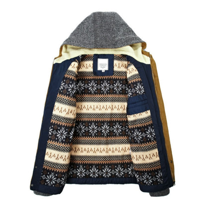 Knitted Long Sleeve Hooded Parkas Patchwork Full Zipper