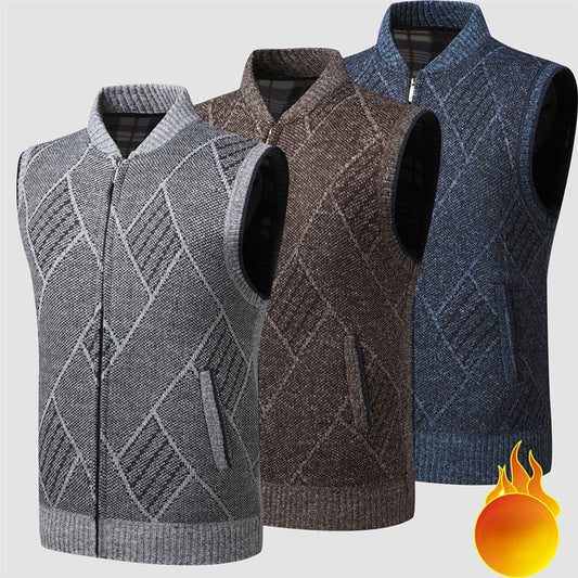 Thick Fleece Knitted Casual Sweater Vest For Men