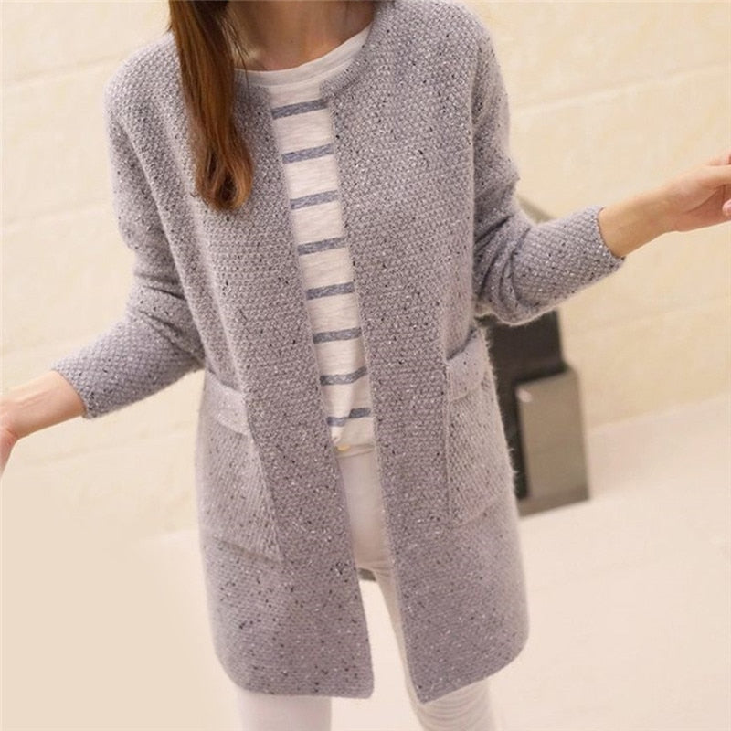 Winter Warm Cardigan Solid Color Knitted Sweater - Azahshopping