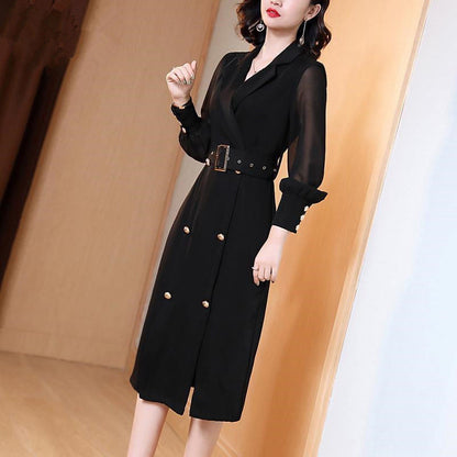 Long Sleeve Notched Collar Sheath Bodycon Blazer Dress