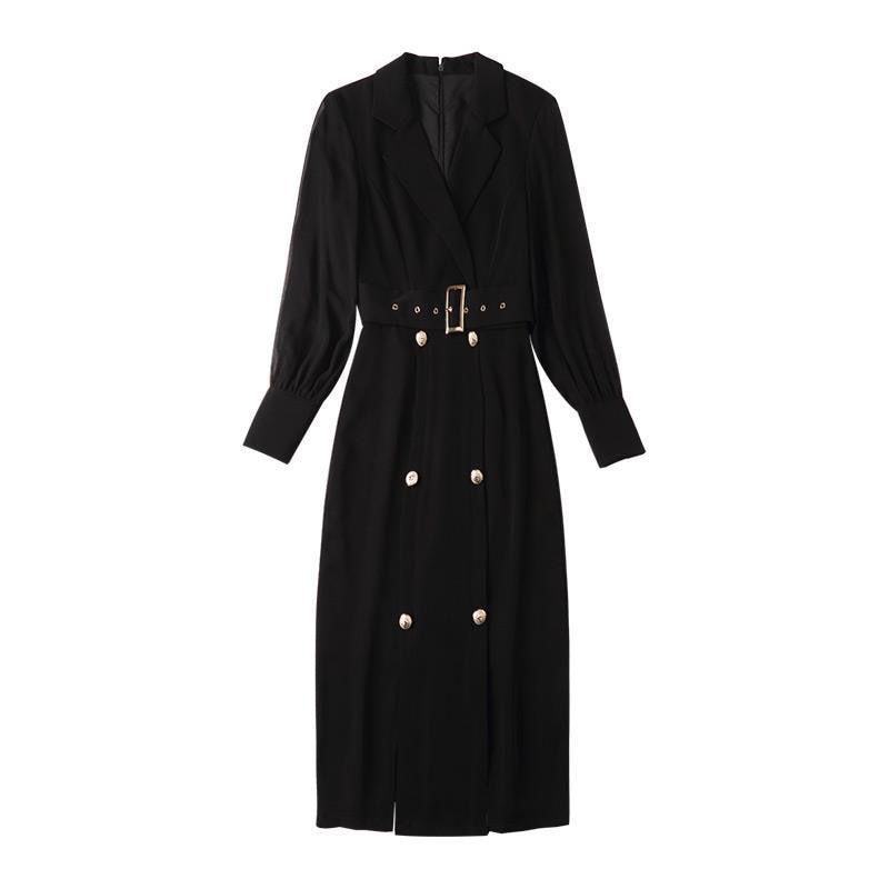 Long Sleeve Notched Collar Sheath Bodycon Blazer Dress