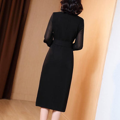 Long Sleeve Notched Collar Sheath Bodycon Blazer Dress