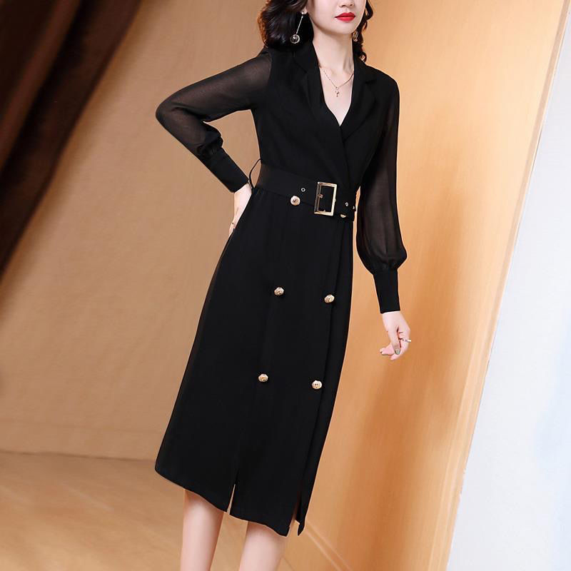 Long Sleeve Notched Collar Sheath Bodycon Blazer Dress