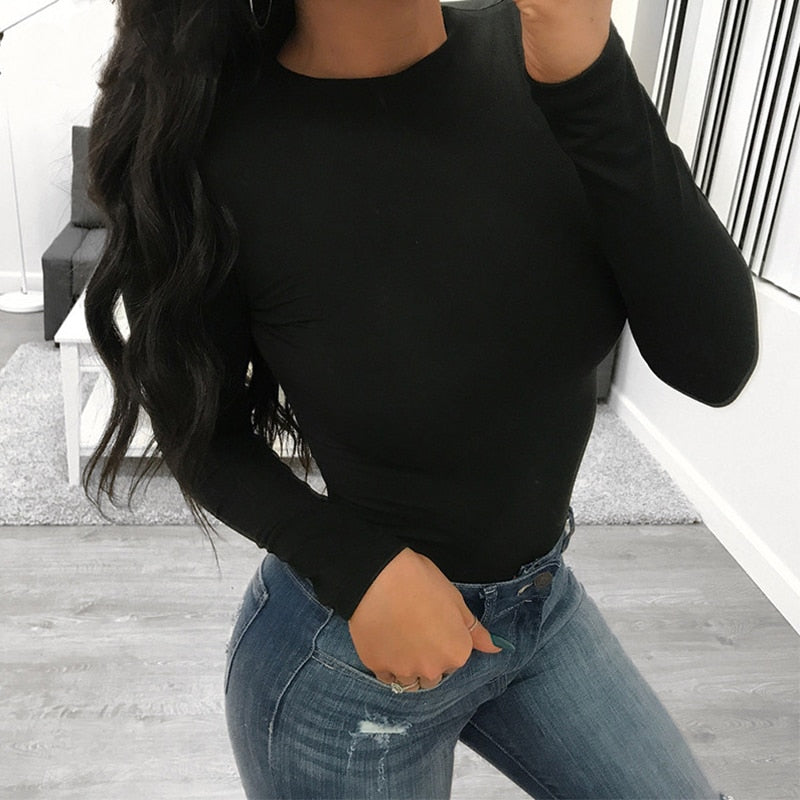 Long Sleeve Black Bodysuit - Azahshopping