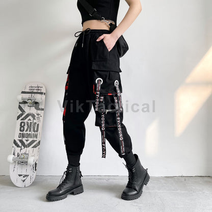 Women Cargo Pants with Punk Pockets - Azahshopping