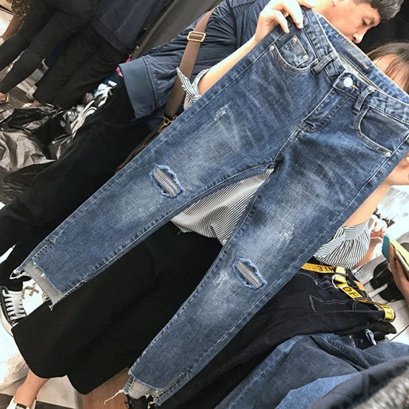 Hole Vintage Denim Skinny Trousers Ripped Jeans For Women - Azahshopping