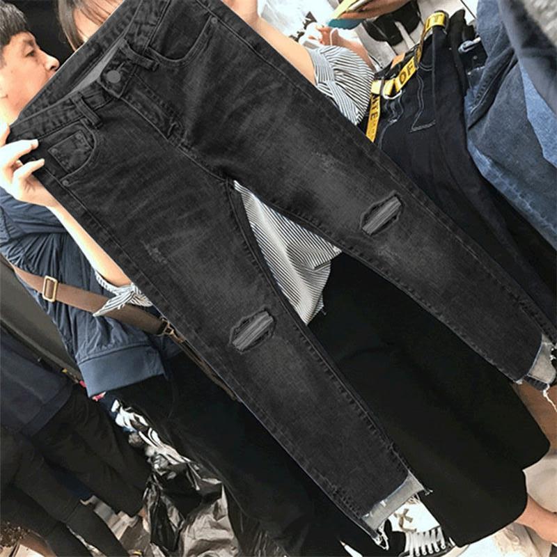 Hole Vintage Denim Skinny Trousers Ripped Jeans For Women - Azahshopping
