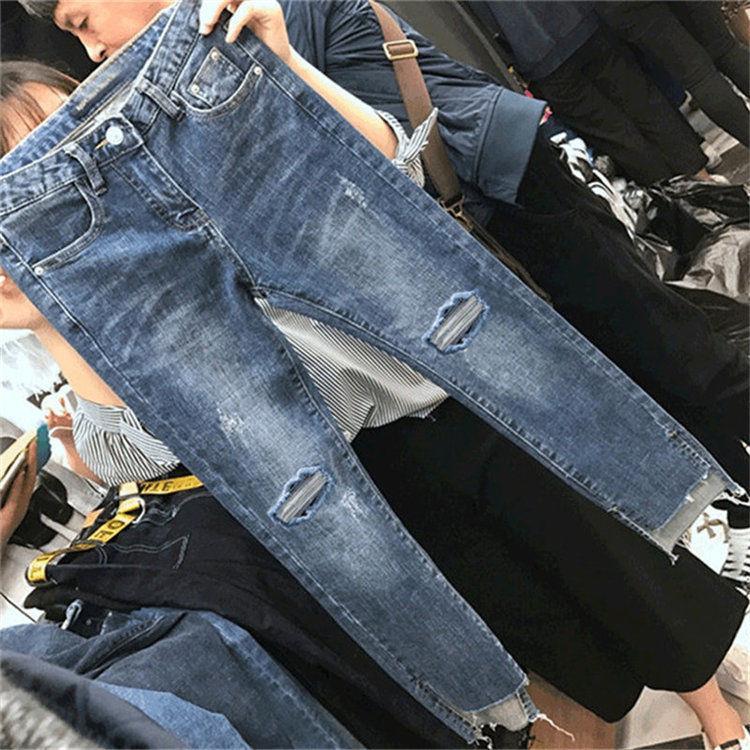 Hole Vintage Denim Skinny Trousers Ripped Jeans For Women - Azahshopping