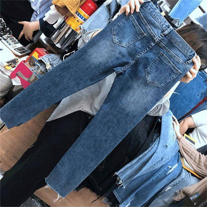 Hole Vintage Denim Skinny Trousers Ripped Jeans For Women - Azahshopping