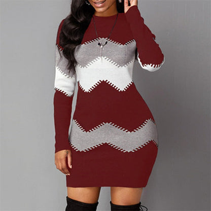 O Neck Warm Sweater Bodycon Dress