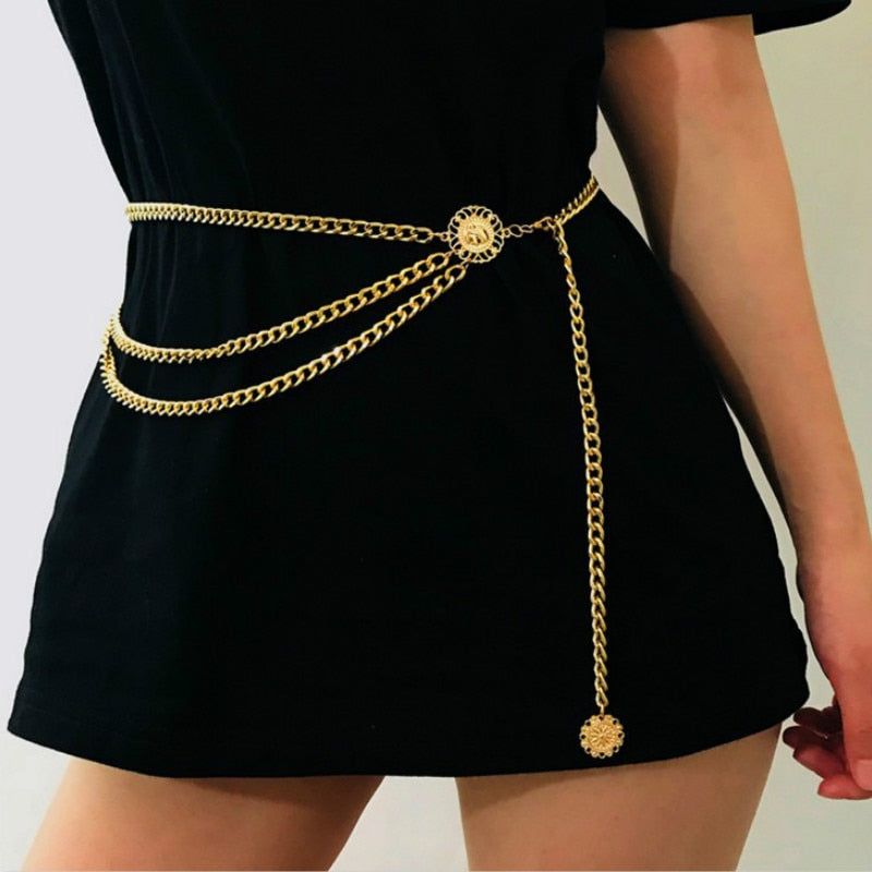 Women Fashion Belt Hip High Waist Gold Silver