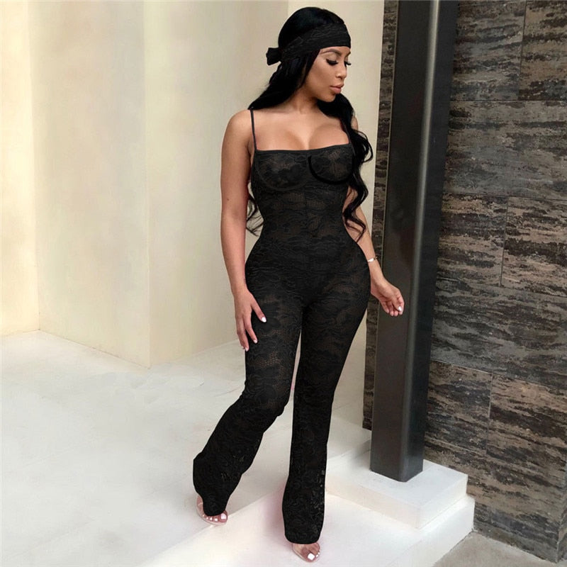 Sleeveless Lace Clubwear Jumpsuit