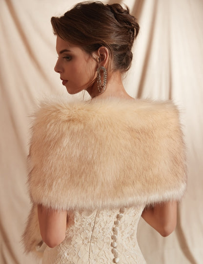 Fur Capes Champagne Wedding Bolero Faux Stole Bridal Coat