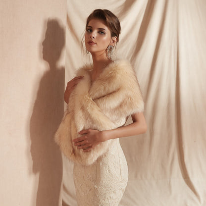 Fur Capes Champagne Wedding Bolero Faux Stole Bridal Coat