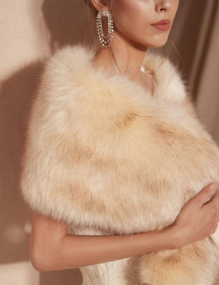 Fur Capes Champagne Wedding Bolero Faux Stole Bridal Coat