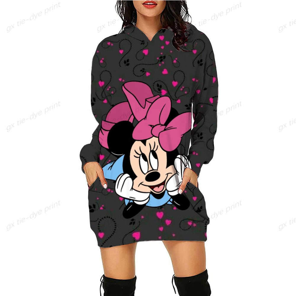 Printed Long Sleeve Hoodie Dress