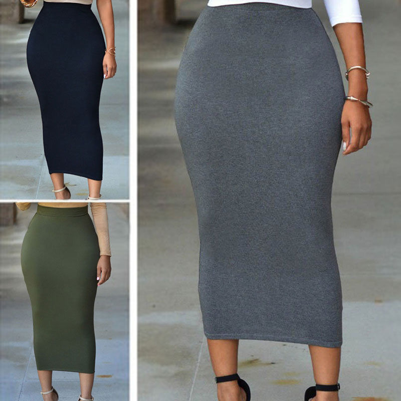 High Waist Pencil Bodycon Maxi Skirt