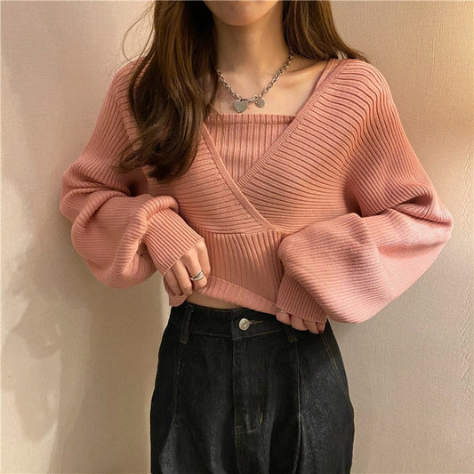 One Size Loose Knitted Pullover Sweater Top