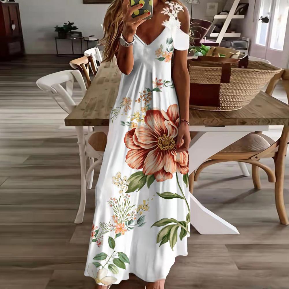 Spring Summer Off Shoulder Bohemian Maxi Dress