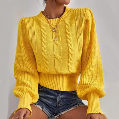 Pullover Lantern Sleeve Knitted Sweater