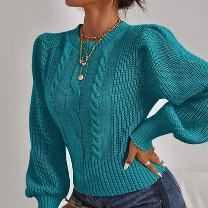 Pullover Lantern Sleeve Knitted Sweater