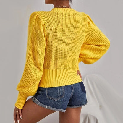 Pullover Lantern Sleeve Knitted Sweater