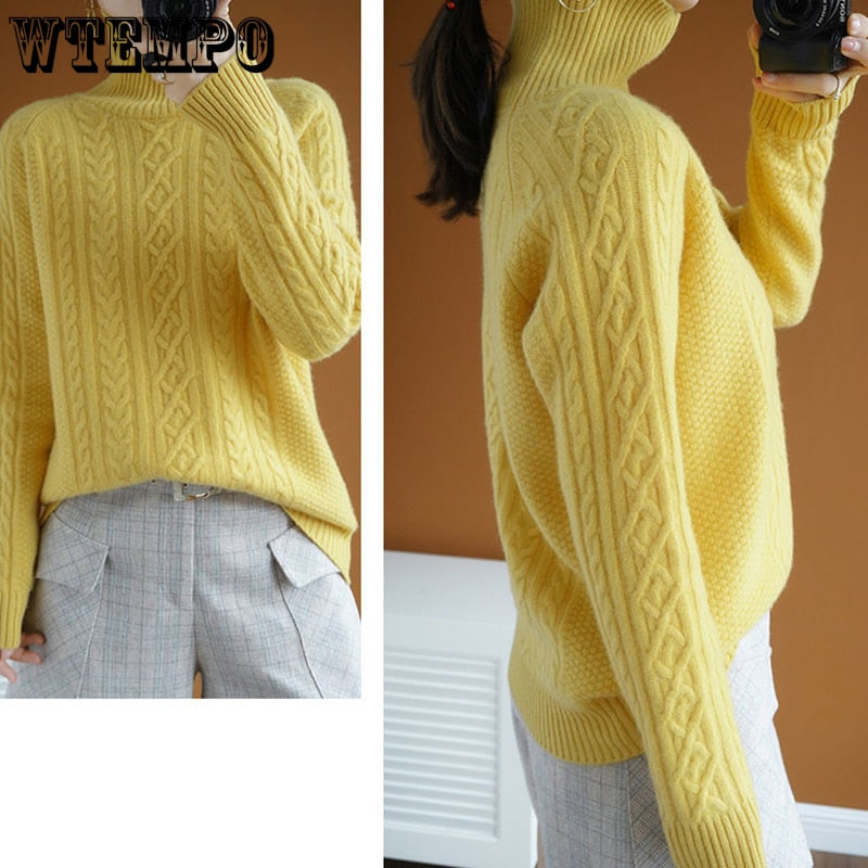 Autumn Knitted Turtleneck Sweater for Women