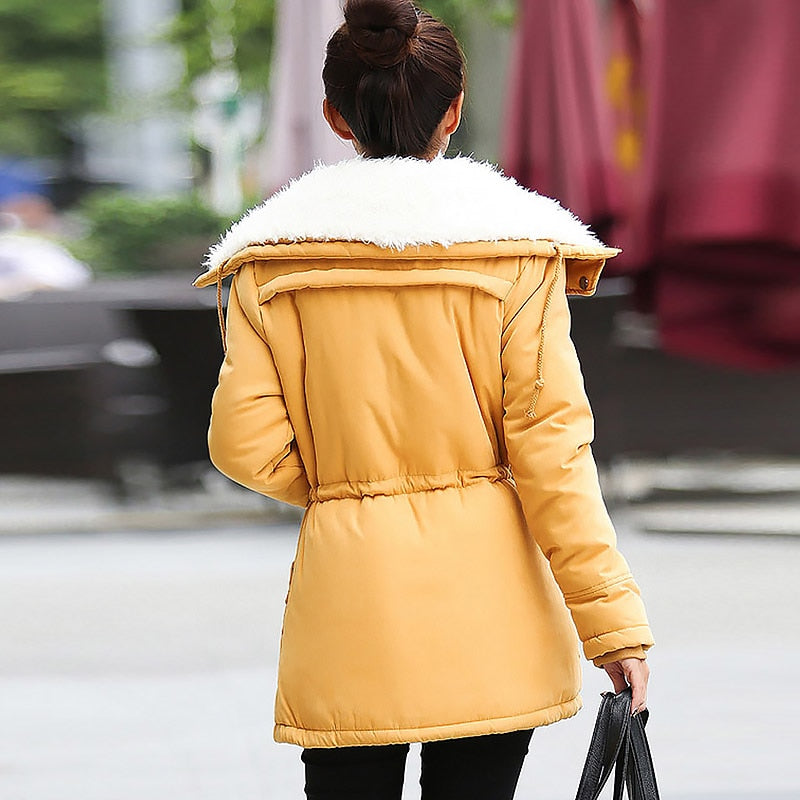 Women Winter Jacket Thick Hooded Long Down Jacket - Azahshopping