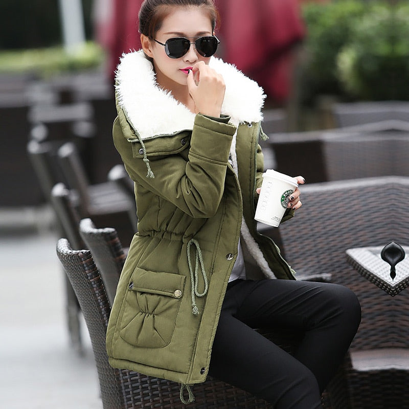 Women Winter Jacket Thick Hooded Long Down Jacket - Azahshopping