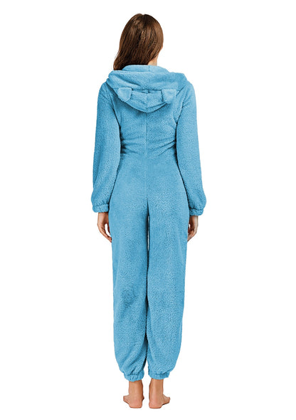 Solid Color Long-sleeve Winter Warm Plush Romper