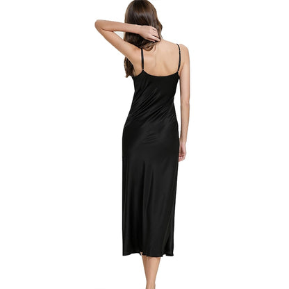 Nightgown Long Slip Silk V Neck Satin Nightgown