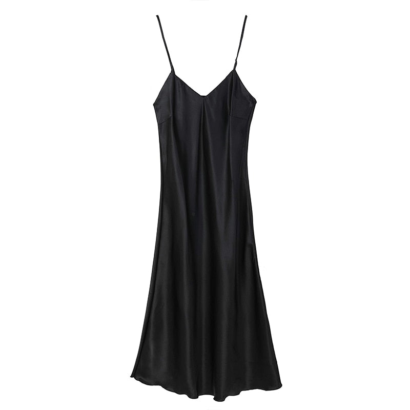 Nightgown Long Slip Silk V Neck Satin Nightgown