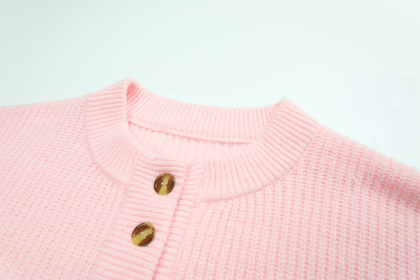 Button Loose Knitted Top Sweater for Women