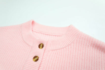 Button Loose Knitted Top Sweater for Women