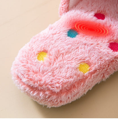 Home Slippers Cute Autumn Bow Warmth Thick Plush PVC Non Slip Leisure Shoes