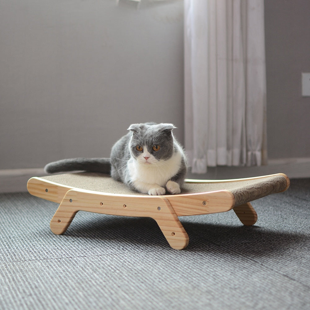 Wooden Cat Scratcher Scraper Detachable Lounge Bed 3 In 1 Scratching Post For Cats Training Grinding Claw Toys