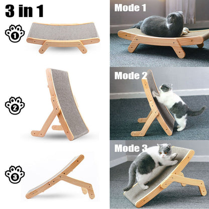 Wooden Cat Scratcher Scraper Detachable Lounge Bed 3 In 1 Scratching Post For Cats Training Grinding Claw Toys