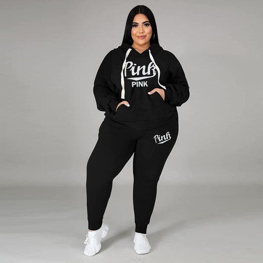 Two Piece Set Long Sleeve Hoodie Pant - Plus Size Sets