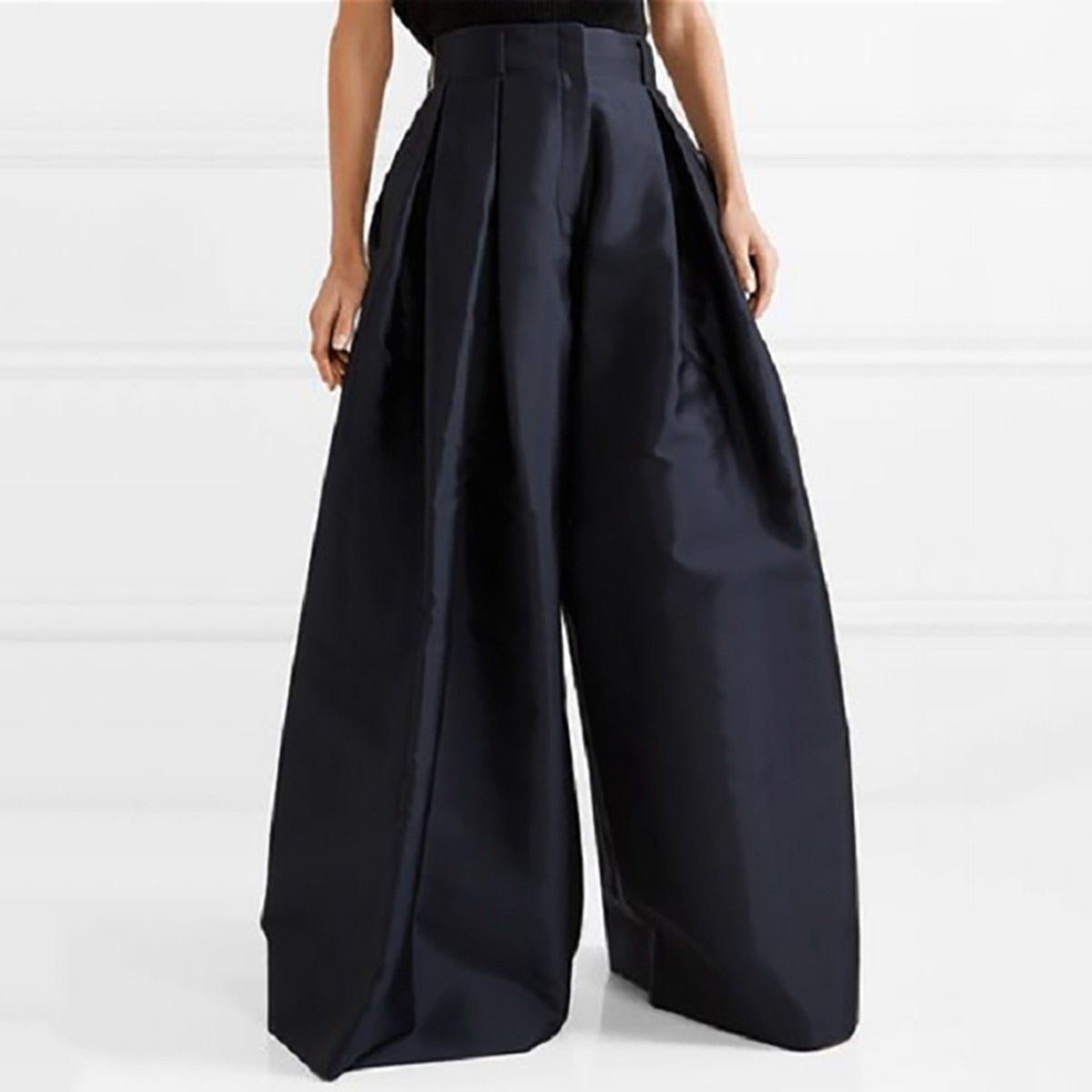Stylish Urban Casual Loose High Waisted Solid Color Wide Leg Pants For Women - Azahshopping