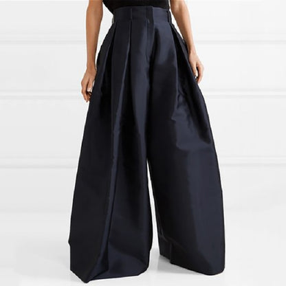 Stylish Urban Casual Loose High Waisted Solid Color Wide Leg Pants For Women - Azahshopping