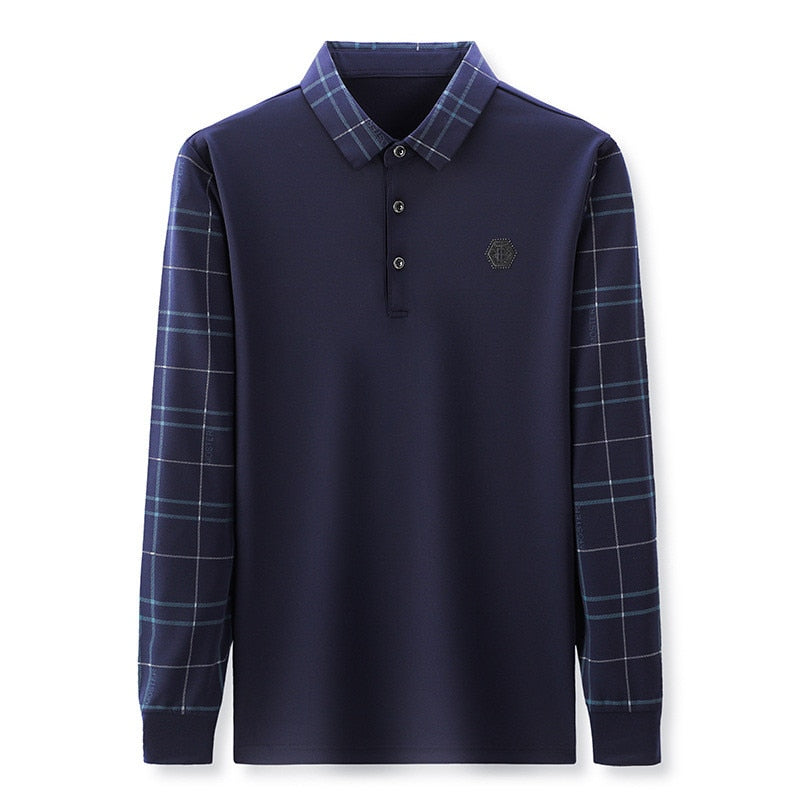 Solid Long Sleeve Polo Shirt for Men