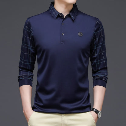 Solid Long Sleeve Polo Shirt for Men