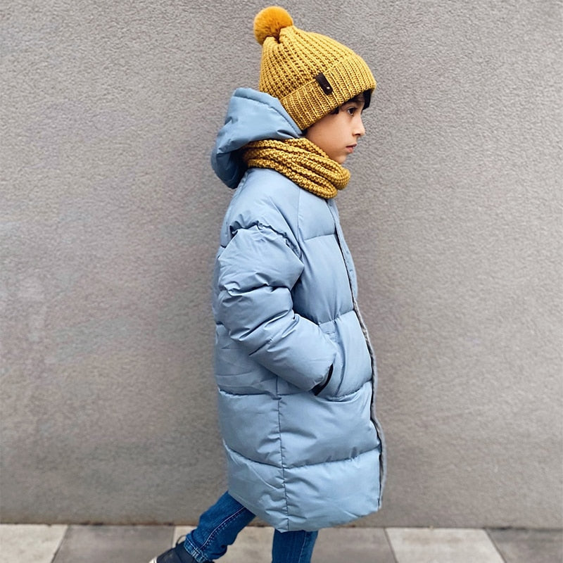 Cotton-padded Hooded Winter Down Jackets for Boys