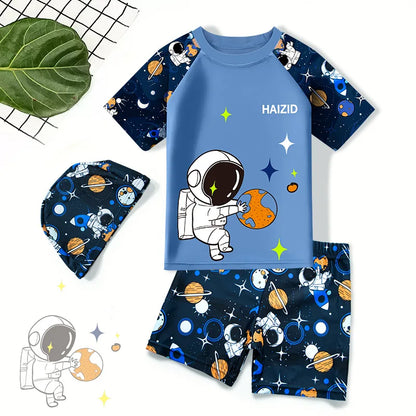 Swimming Costume Three-Piece Set Of Cute Cartoon Boys