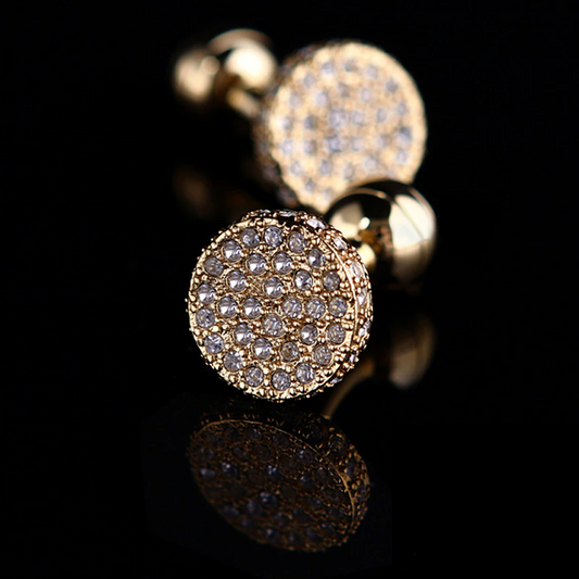 Jewelry Shirt Light Yellow Gold Color Round Cufflinks Mens