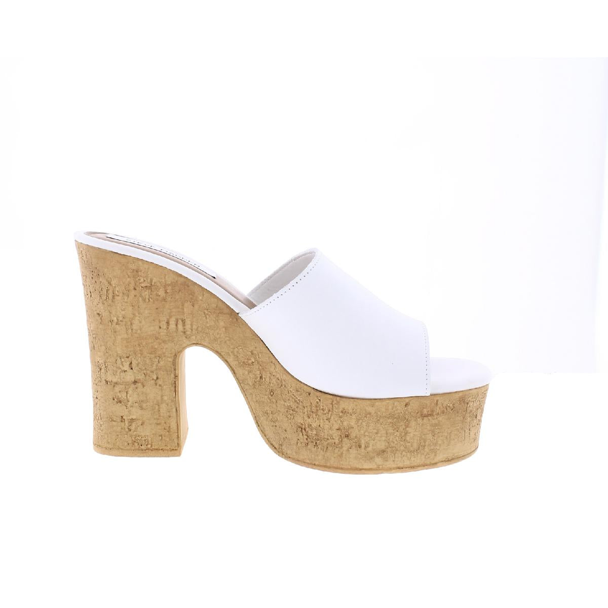 Womens Leather Slip On Platform Sandal