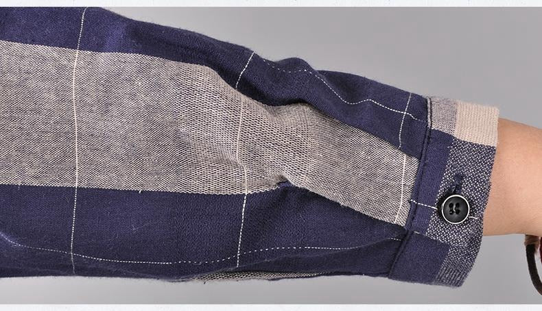 Vintage Kimono Long Plaid Shirt for Women - Azahshopping