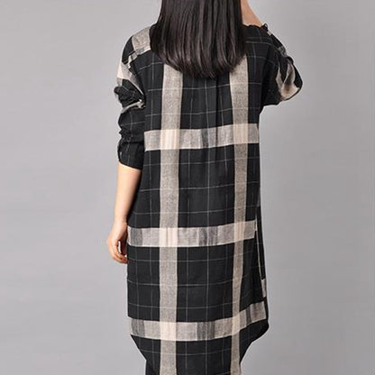 Vintage Kimono Long Plaid Shirt for Women - Azahshopping