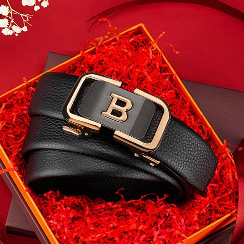 Leather Letter Automatic Buckle Belt |